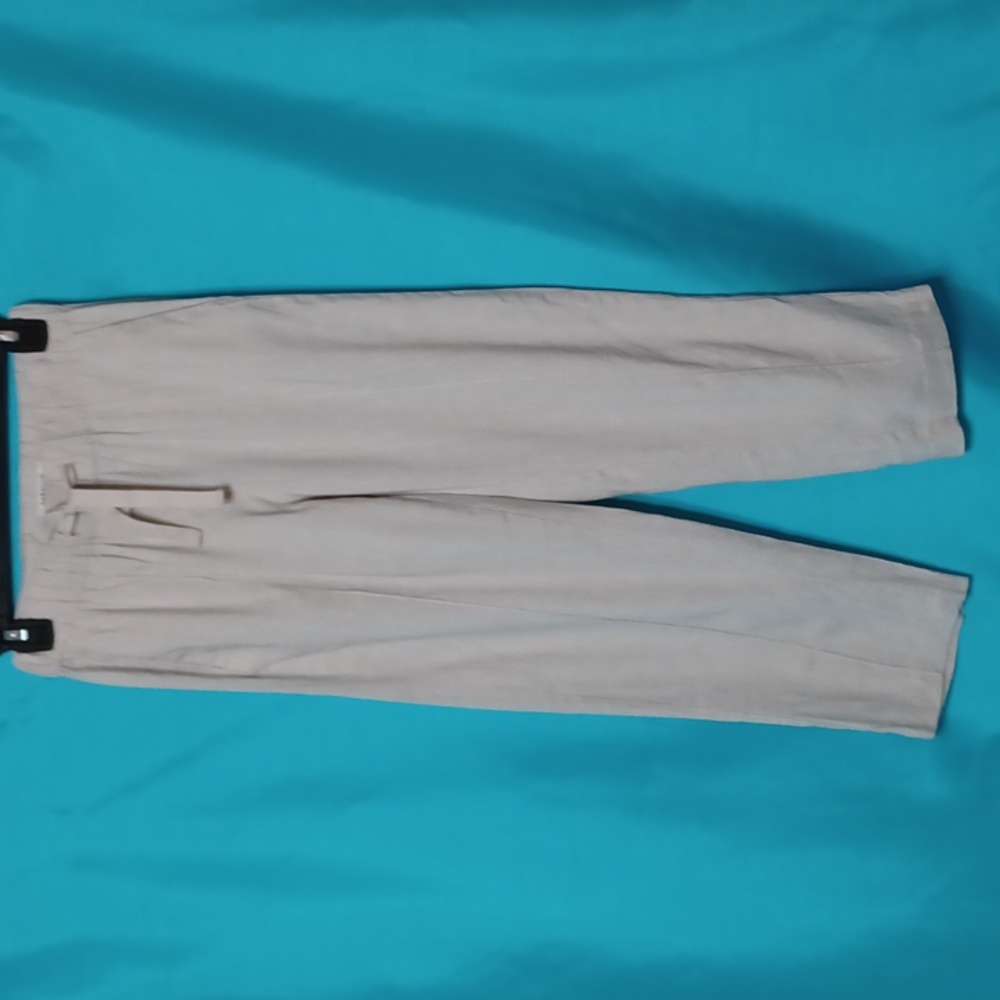 BABATON Women's Lt Beige Linen Blend Elastic Waist Pants. Size XS